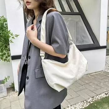 Женская сумка через плечо, большая вместимость, сумка-полумесяц, повседневная однотонная сумка на плечо с регулируемым ремешком для повседневной жизни, путешествий, покупок