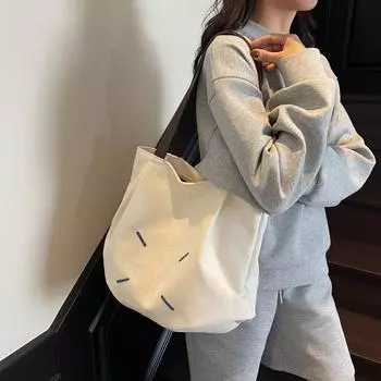 Женская сумка через плечо, большая вместимость, студенческая сумка-тоут хаки