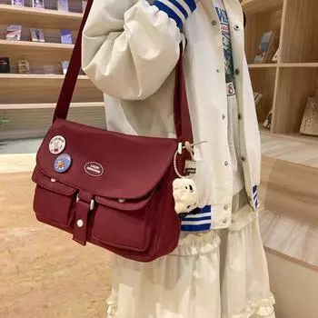 Женская сумка через плечо, большая вместительная сумка для студентов красный