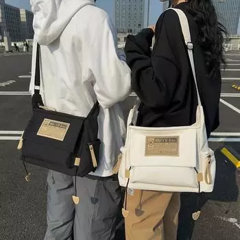 Женская сумка через плечо, большая вместительная студенческая сумка-мессенджер, мужская классная пригородная сумка чёрный