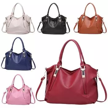 Женская сумка через плечо, большая вместительная стильная сумка через плечо из искусственной кожи, однотонная шикарная сумка-хобо с регулируемым ремешком для вечеринки и отдыха розовый