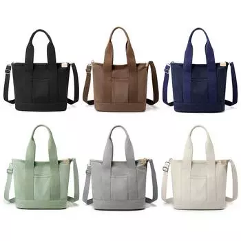 Женская сумка через плечо, большая вместительная холщовая сумка на плечо, однотонная, с регулируемым ремешком, с несколькими отделениями для офисных путешествий темно-синий