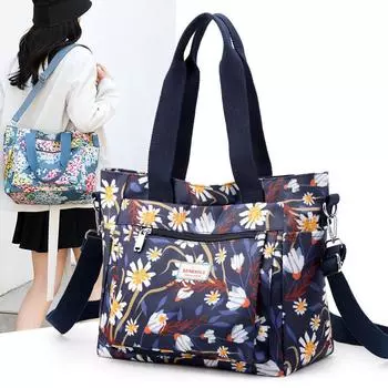 Женская сумка через плечо, большая вместительная сумка из нейлона с принтом