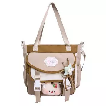 Женская сумка через плечо большой емкости, студенческая контрастная сумка через плечо для переноски школьного ранца хаки