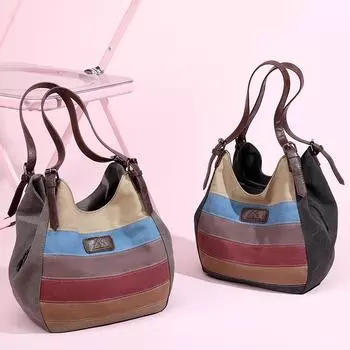 Женская сумка через плечо большой емкости, цветная холщовая сумка серый