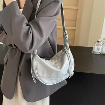 Женская сумка через плечо большой емкости, однотонная сумка для пельменей серебряный