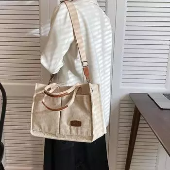 Женская сумка через плечо большой емкости с несколькими карманами, регулируемый ремень, сплошной цвет, портативная чашка для воды, книга, косметическая сумка для хранения, сумка на плечо чёрный