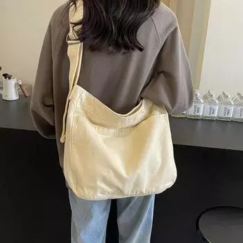 Женская сумка через плечо большой емкости, легкая сумка через плечо, однотонная сумка-мессенджер чёрный