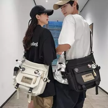 Женская сумка через плечо большой емкости Мужская сумка через плечо Сумка для студентов Классы Книга Сумка чёрный