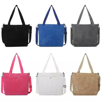 Женская сумка через плечо большой емкости, повседневная сумка-слинг, вельветовая однотонная сумка для отдыха для девочек розы красного