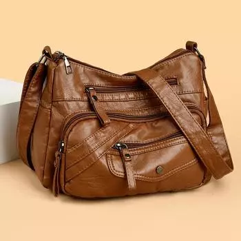 Женская сумка через плечо большой емкости из мягкой кожи, сумка через плечо, маленькая квадратная сумка синий