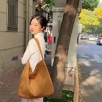 Женская сумка через плечо большой емкости, стильная модная сумка из твидовой ткани, модная универсальная сумка для повседневной носки, однотонная сумка 40x11x40cm чёрный