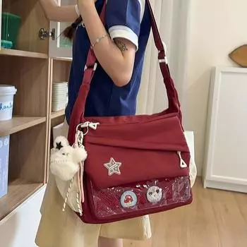 Женская сумка через плечо большой емкости сумка-мессенджер студенческая цветная прозрачная сумка на плечо чёрный