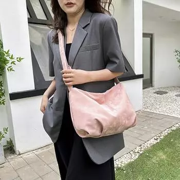 Женская сумка через плечо большой емкости в виде полумесяца, повседневная однотонная сумка через плечо чёрный