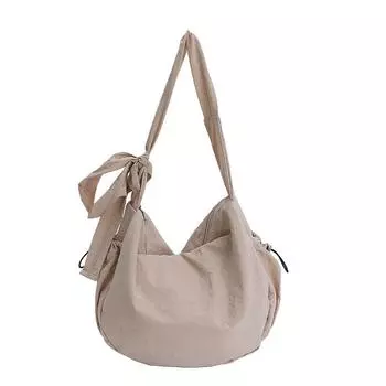 Женская сумка через плечо большой вместимости, однотонная сумка через плечо бежевый