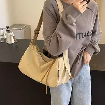 Женская сумка через плечо большой вместимости, холщовая сумка-подушка бежевый