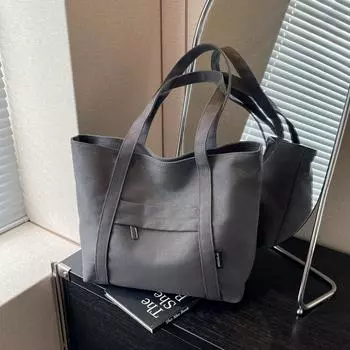 Женская сумка через плечо большой вместимости для студентов, однотонная сумка для поездок на работу бежевый