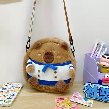 Женская сумка через плечо Capybara Plush 2024 Осень/Зима коричневый