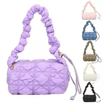 Женская сумка через плечо Cloud Crossbody Bag Плиссированная повседневная цилиндрическая сумка для подмышек - армия зеленый