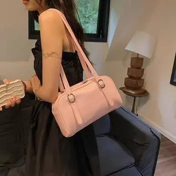 Женская сумка через плечо Commuter, роскошная сумка Pure Color Fan You Bag, большая вместимость, сумка-подушка подмышкой 28x16x8cm чёрный