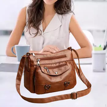 Женская сумка через плечо Crossbody Casual Tote для отдыха на природе Подарки Работа День рождения коричневый