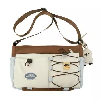 Женская сумка через плечо Цветная контрастная сумка через плечо на шнурке Студенческая большая сумка белый