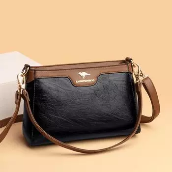 Женская сумка через плечо, цветная ретро женская сумка, сумка для мамы чёрный