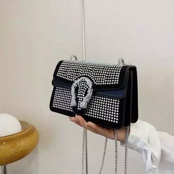 Женская сумка через плечо Diamond, сумка через плечо с молнией, декоративная, материал PU, классика