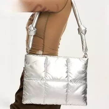 Женская сумка через плечо для 11-дюймового iPad, сумка-вкладыш с зажимом, хлопковый наполнитель, сумка для ноутбука 14 дюймов серебряный