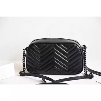 Женская сумка через плечо для камеры из натуральной кожи 2024 года с волнистым узором и цепочным ремешком Green Small 18-12-6CM