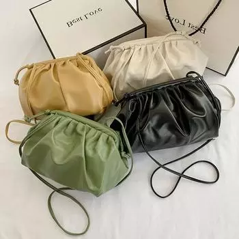 Женская сумка через плечо для вечеринок, сумка из искусственной кожи на одно плечо, облачная сумка, сумка для пельменей, сумка-мессенджер, мягкая зелёный