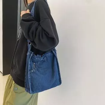 Женская сумка через плечо, джинсовая повседневная студенческая сумка, большая вместимость, модная и универсальная сумка на одно плечо, сумка через плечо в стиле ретро, рюкзак