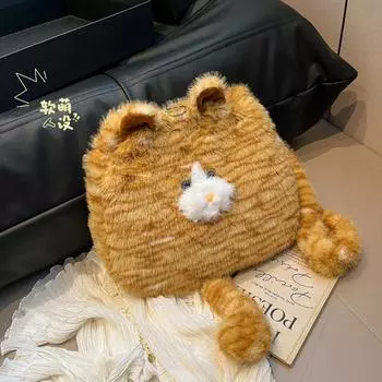 Женская сумка через плечо Fluffy Cat, вместительная сумка через плечо, многофункциональный рюкзак хаки
