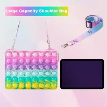Женская сумка через плечо, градиентный цвет, регулируемый ремешок, застежка-молния, снимающие стресс пузырьки, съемная пряжка