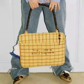 Женская сумка через плечо Hand Bill, плетеная, с небольшой вышивкой, с бисером, устойчивая к падениям, сумка для компьютера, сумка для ноутбука оранжевый