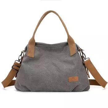 Женская сумка через плечо Холщовая сумка через плечо серый
