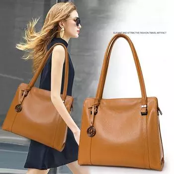 Женская сумка через плечо и подмышку Aidrani Leisure большой вместимости, из мягкой коровьей кожи, желто-коричневого цвета