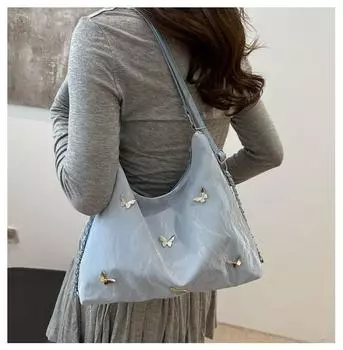 Женская сумка через плечо из цветочного холста One Size чёрный