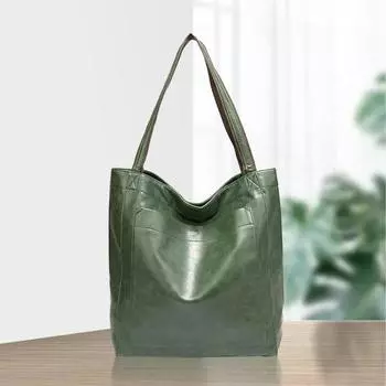 Женская сумка через плечо из гладкой искусственной кожи в стиле ретро, большая вместимость, однотонный цвет, отличная красно-коричневый