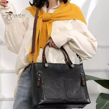 Женская сумка через плечо из гладкой водонепроницаемой искусственной кожи в винтажном стиле с несколькими карманами, съемными регулируемыми ремнями, гладкой молнией, прочной строчкой, сумка для работы коричневый