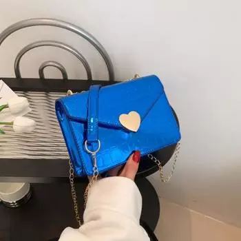 Женская сумка через плечо из глянцевой искусственной кожи, маленькая, золотистая, с сердечком в виде сердца розы красного