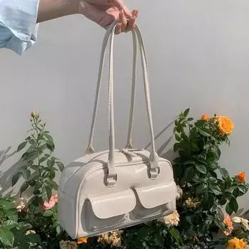 Женская сумка через плечо из искусственной кожи на тонких ремнях в стиле ретро, однотонная, гладкая, большой емкости, с несколькими карманами, на молнии, дорожная сумка, сумка для подмышек синий