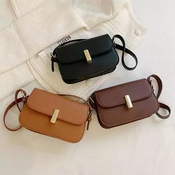 Женская сумка через плечо из искусственной кожи с тонкими ремнями в стиле ретро, однотонная, гладкая, большой емкости, с пряжкой, на молнии, дорожная сумка, сумка для подмышек кофейный