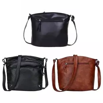 Женская сумка через плечо из искусственной кожи, однотонная маленькая сумка через плечо Black B чёрный