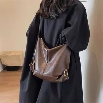 Женская сумка через плечо из искусственной кожи, большая вместительная сумка, сумка через плечо