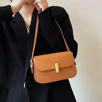 Женская сумка через плечо из искусственной кожи с тонкими ремнями в стиле ретро, однотонная, гладкая, большой емкости, с пряжкой, на молнии, дорожная сумка, сумка для подмышек кофейный