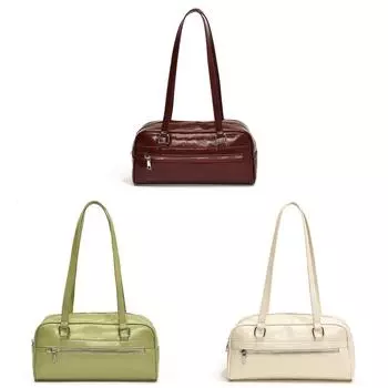 Женская сумка через плечо из искусственной кожи, шикарная сумка-хобо, однотонная гладкая вечерняя сумка (красный)