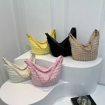 Женская сумка через плечо из искусственной кожи, пышная сумка на плечо, большая вместительная плиссированная сумка с пузырьками, женская повседневная сумка хаки