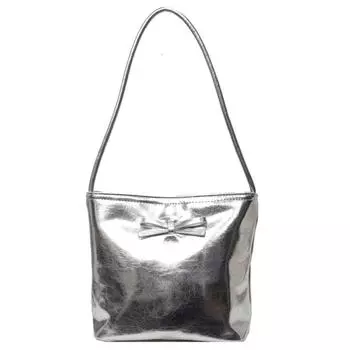 Женская сумка через плечо из искусственной кожи с бантом, шикарная сумка-хобо, однотонная модная сумка подмышкой, большая вместимость, модная квадратная сумка для путешествий на открытом воздухе белый