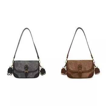 Женская сумка через плечо из искусственной кожи Chic Hobo Bag Patchwork Vintage Sling Bag (черный) КДЕ